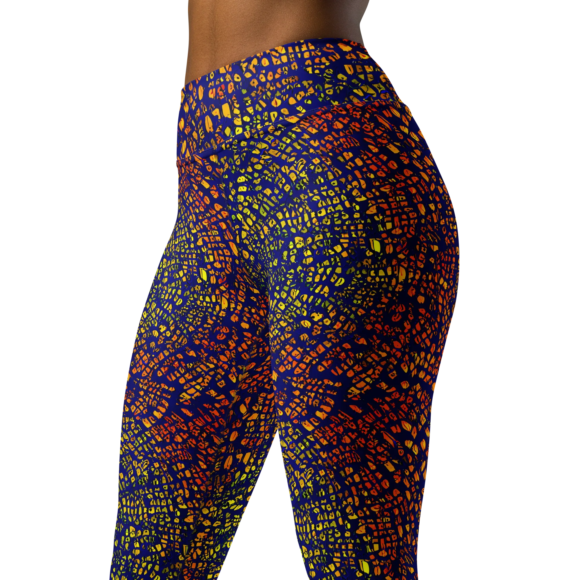 Midnight Shards on Yoga Leggings — Left Front