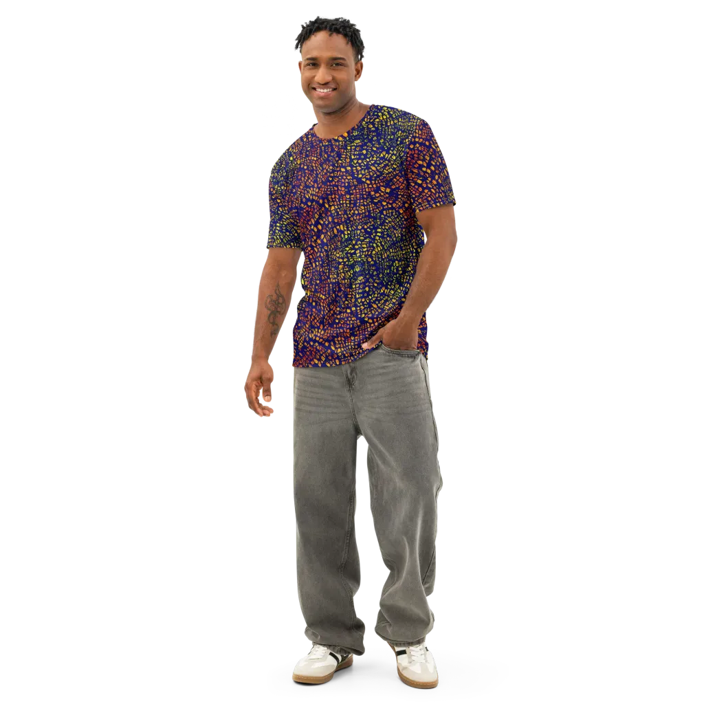 Midnight Shards on Men's Cotton Crew Neck T-Shirt — Front
