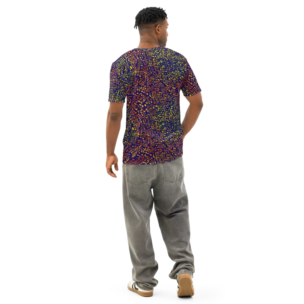 Midnight Shards on Men's Cotton Crew Neck T-Shirt — Back