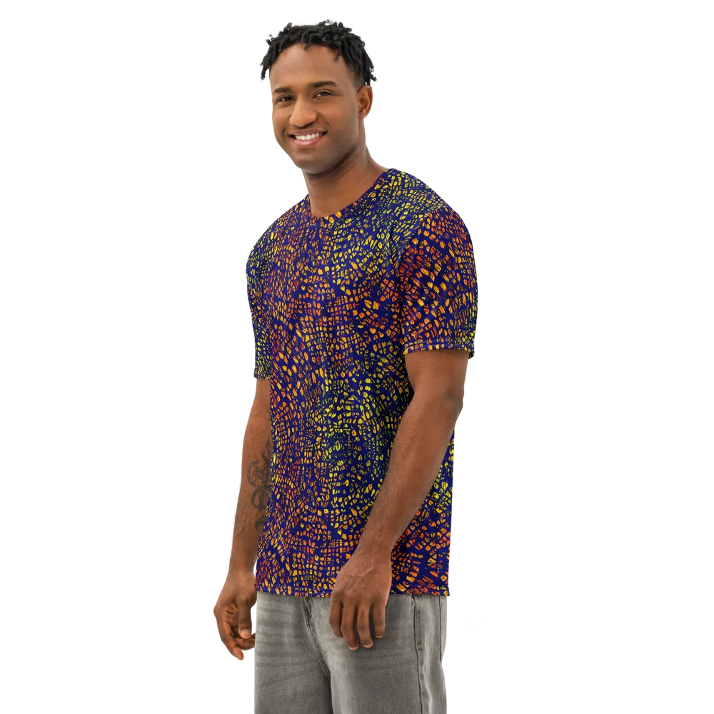 Midnight Shards on Men's Cotton Crew Neck T-Shirt — Left Front