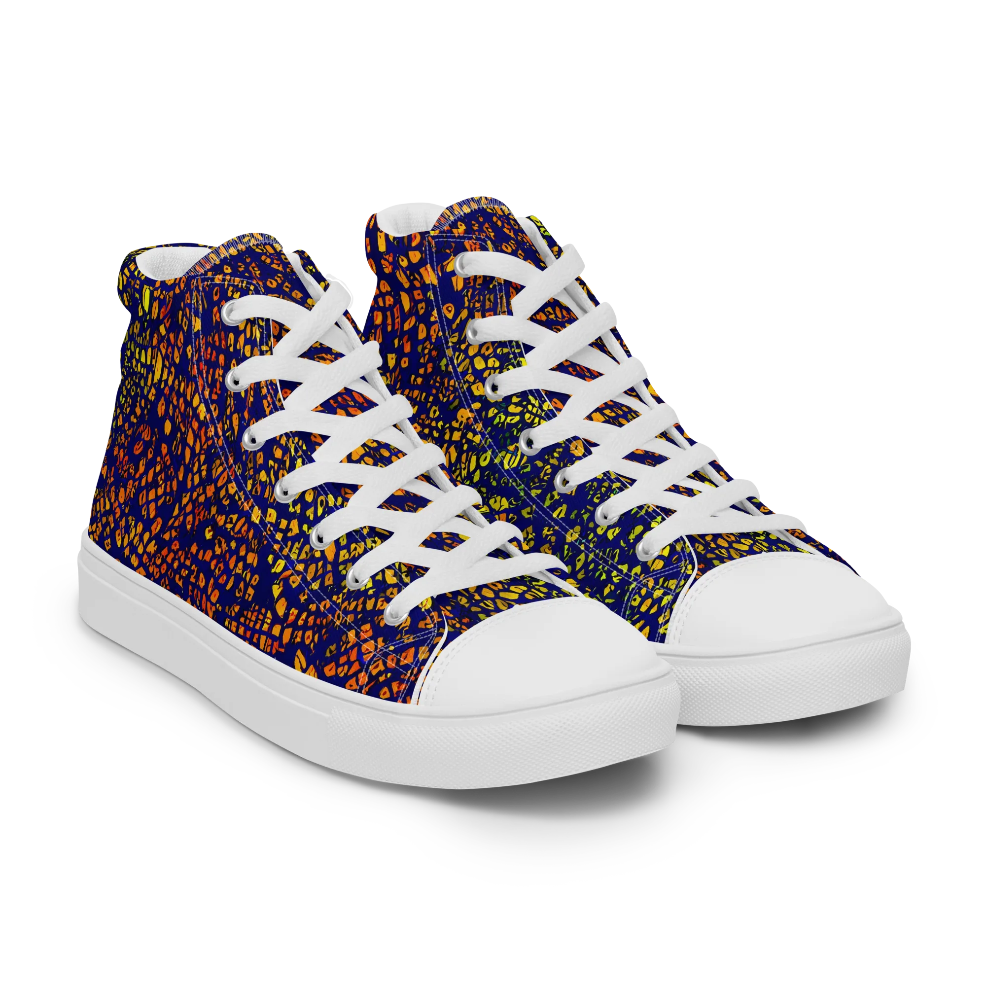 Midnight Shards on Men's High Top Canvas Shoes — Right Front