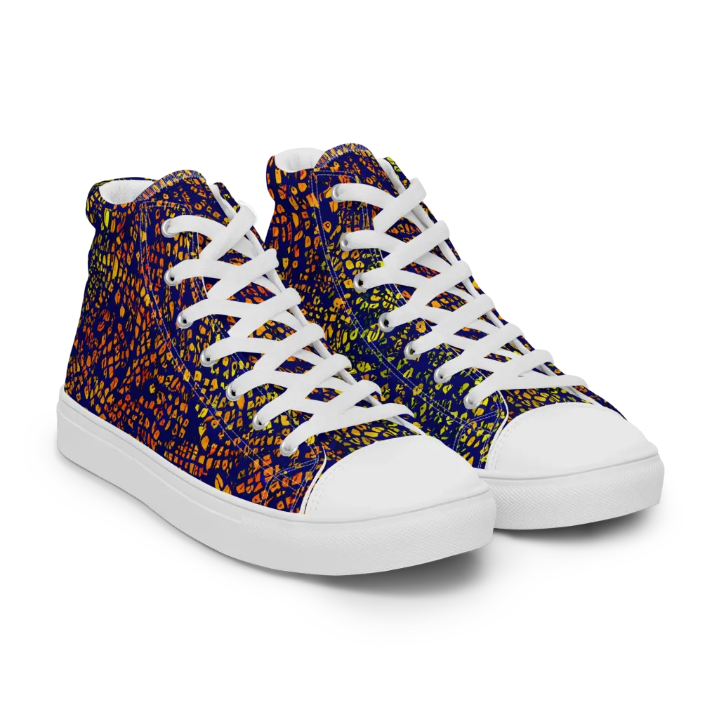 Midnight Shards on Men's High Top Canvas Shoes — Right Front