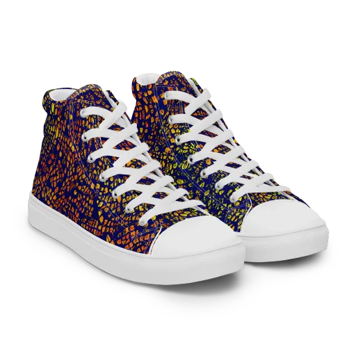 Midnight Shards on a Men's High Top Canvas Shoes