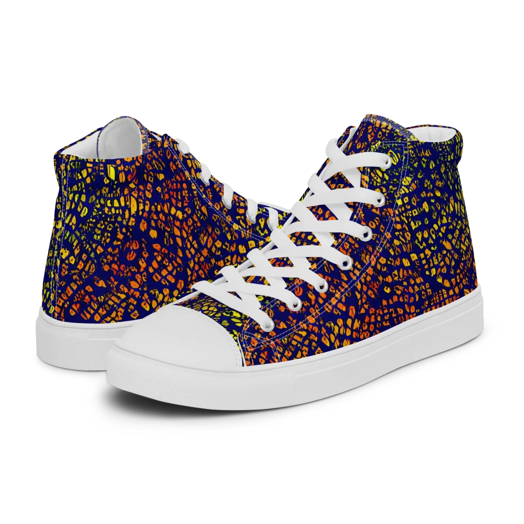 Midnight Shards on Men's High Top Canvas Shoes — Left