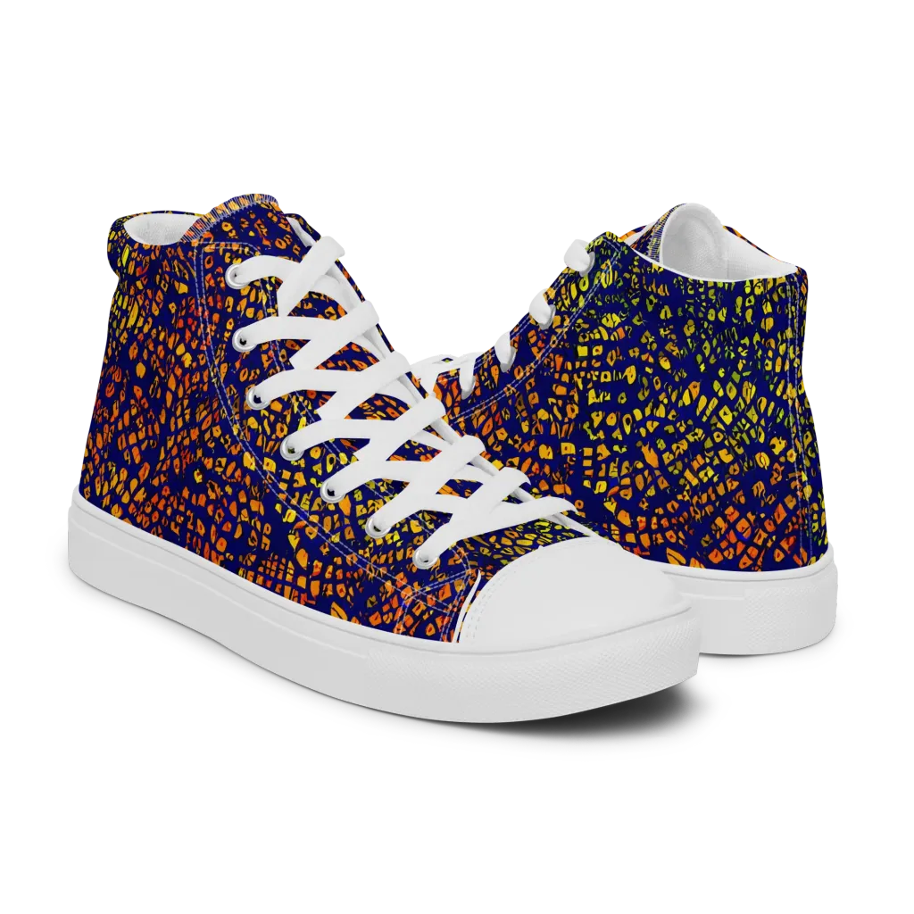 Midnight Shards on Men's High Top Canvas Shoes — Right