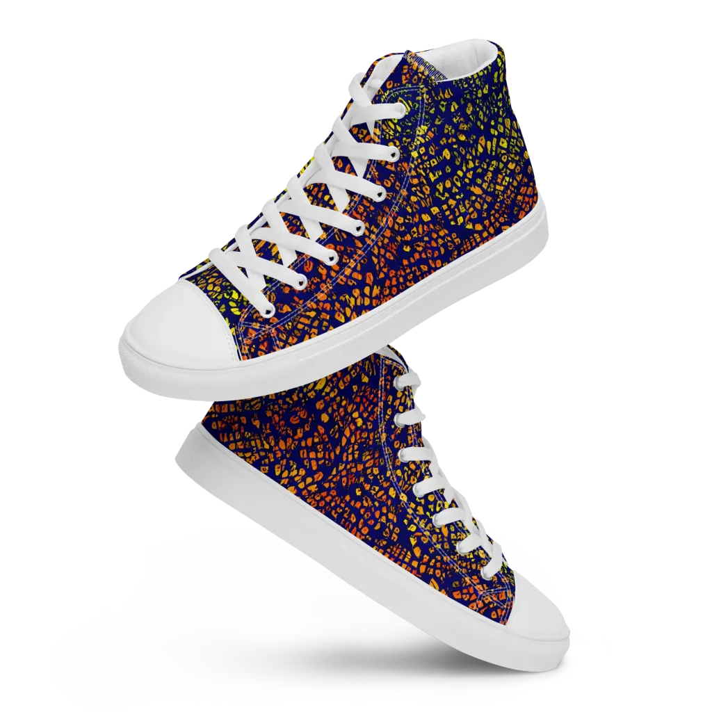 Midnight Shards on Men's High Top Canvas Shoes — Front