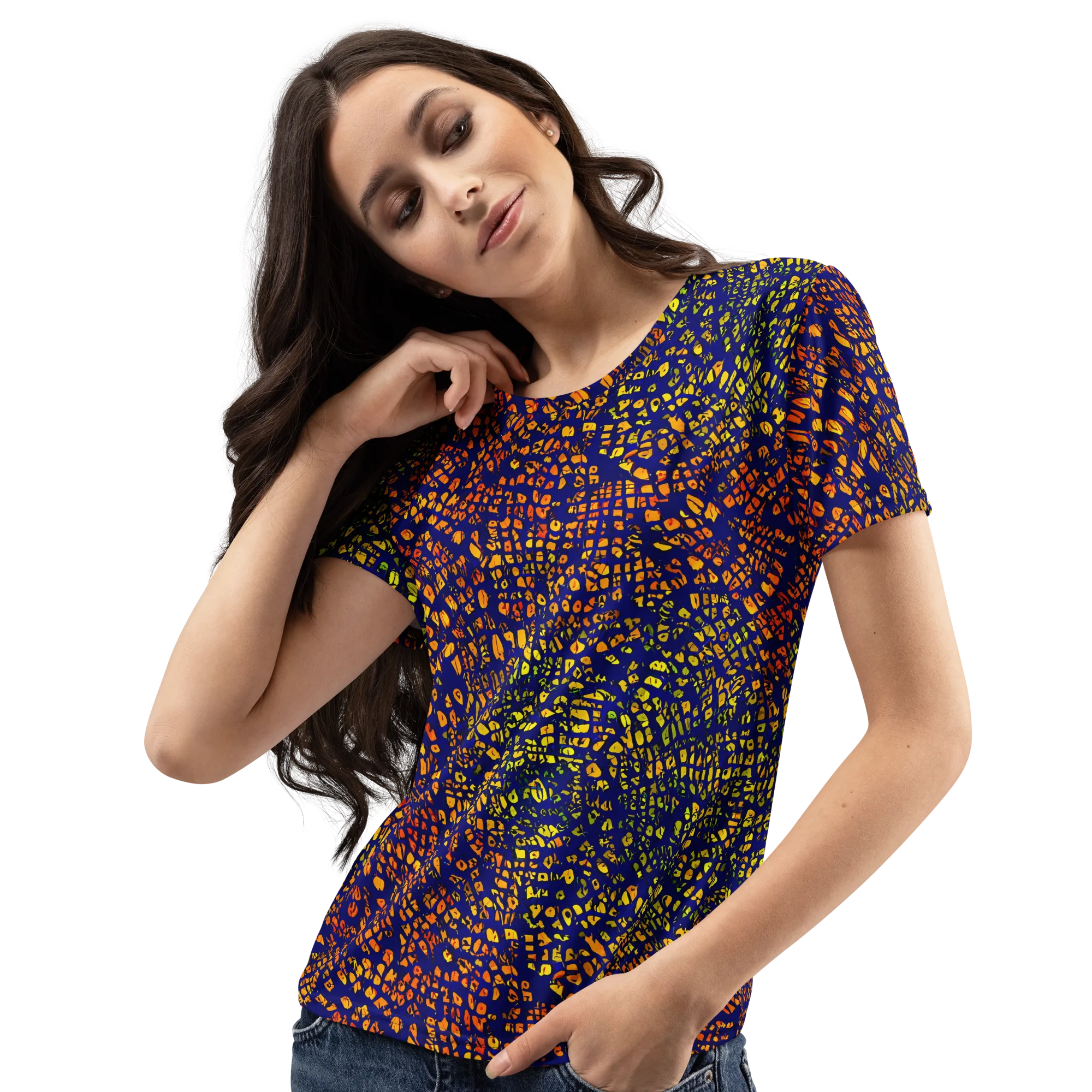 Midnight Shards on Women's Crew Neck T-Shirt — Left Front