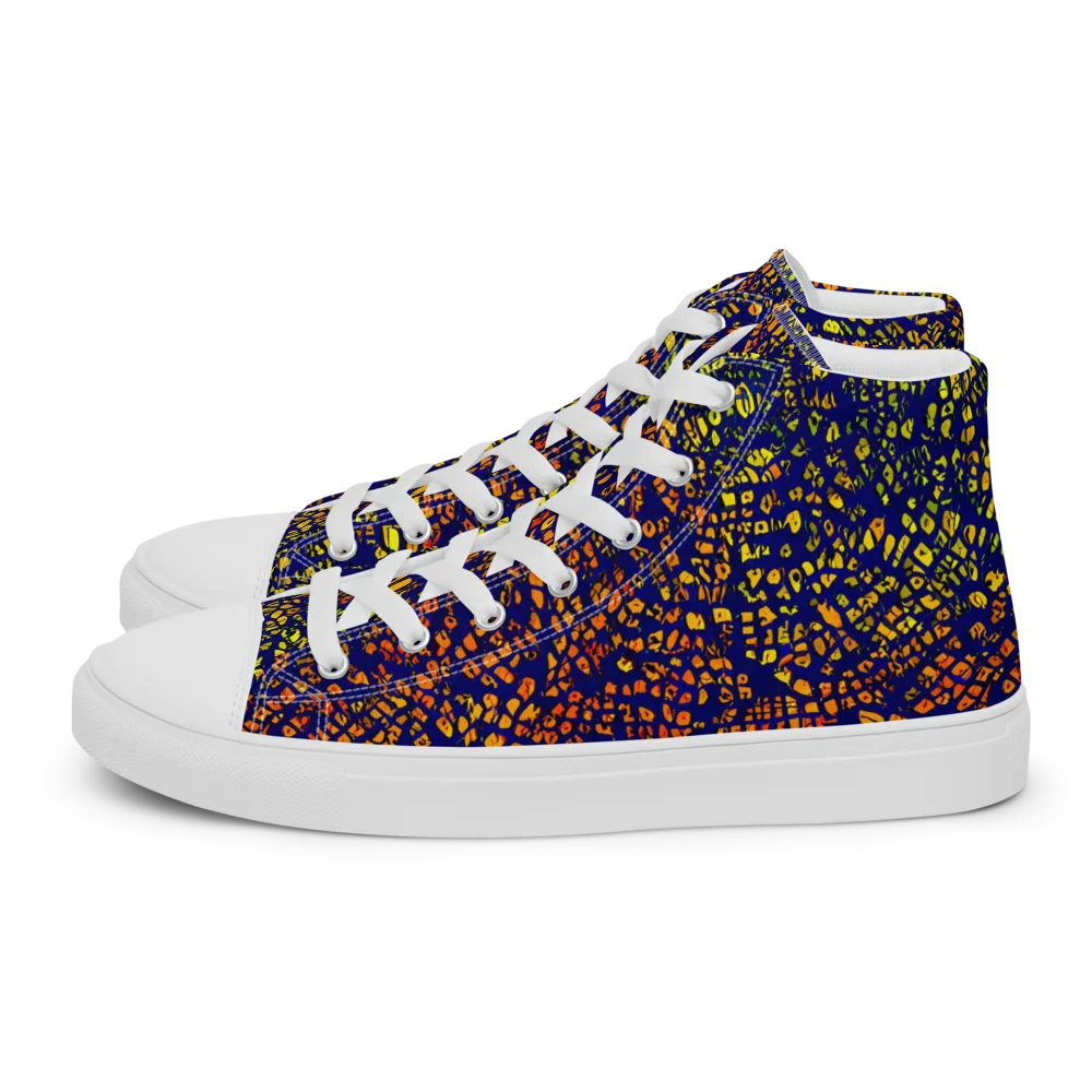 Midnight Shards on Women's High Top Canvas Shoes — Left