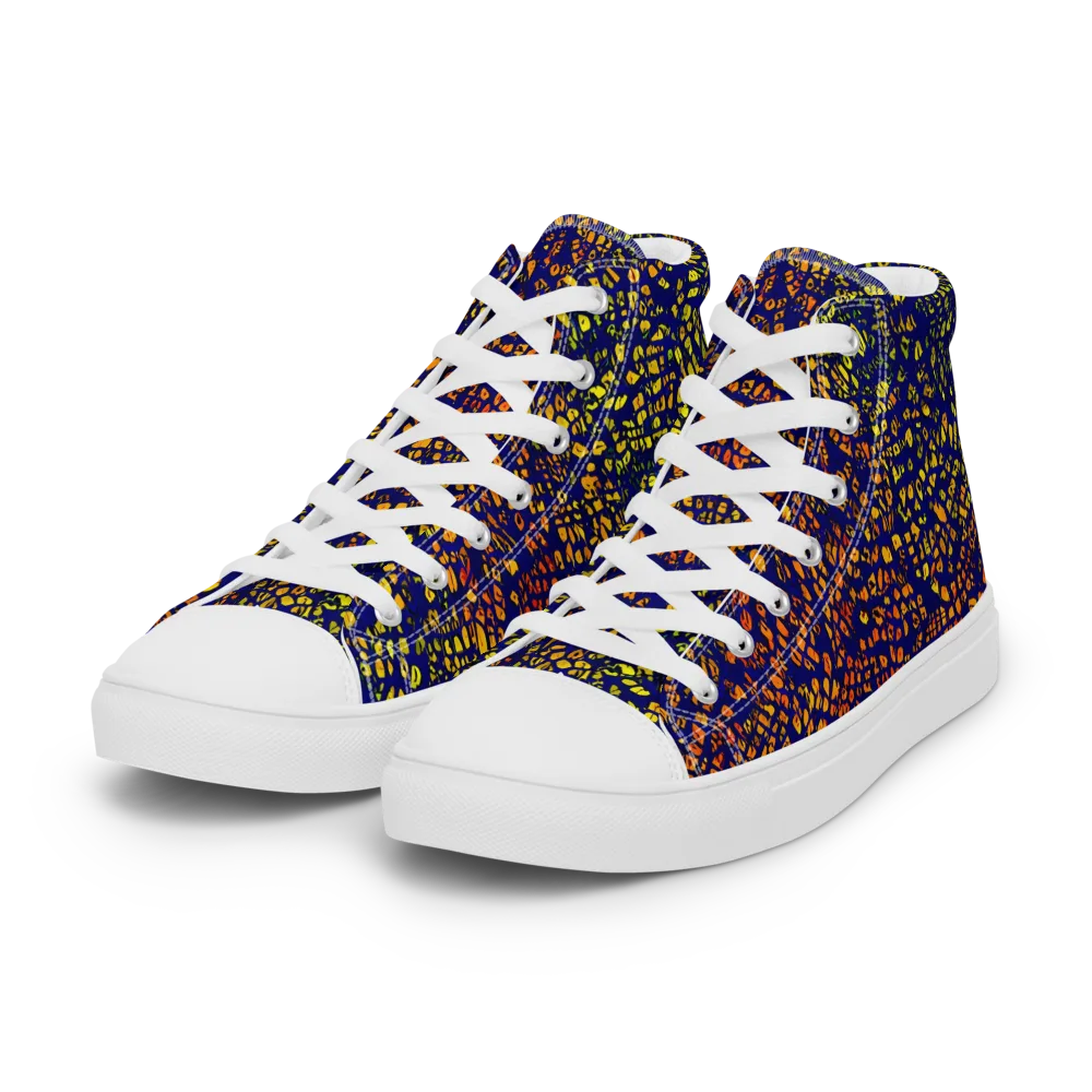 Midnight Shards on Women's High Top Canvas Shoes — Left Front