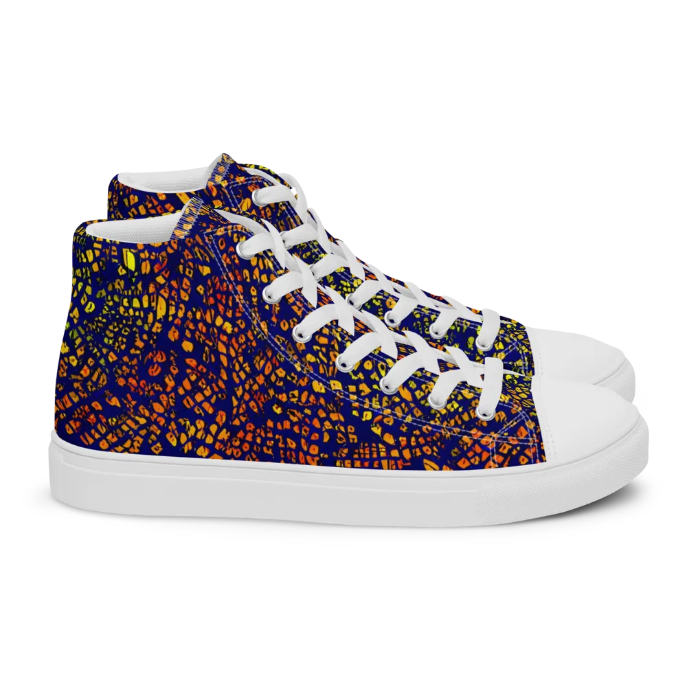 Midnight Shards on Women's High Top Canvas Shoes — Right