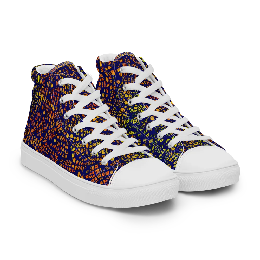 Midnight Shards on Women's High Top Canvas Shoes — Right Front