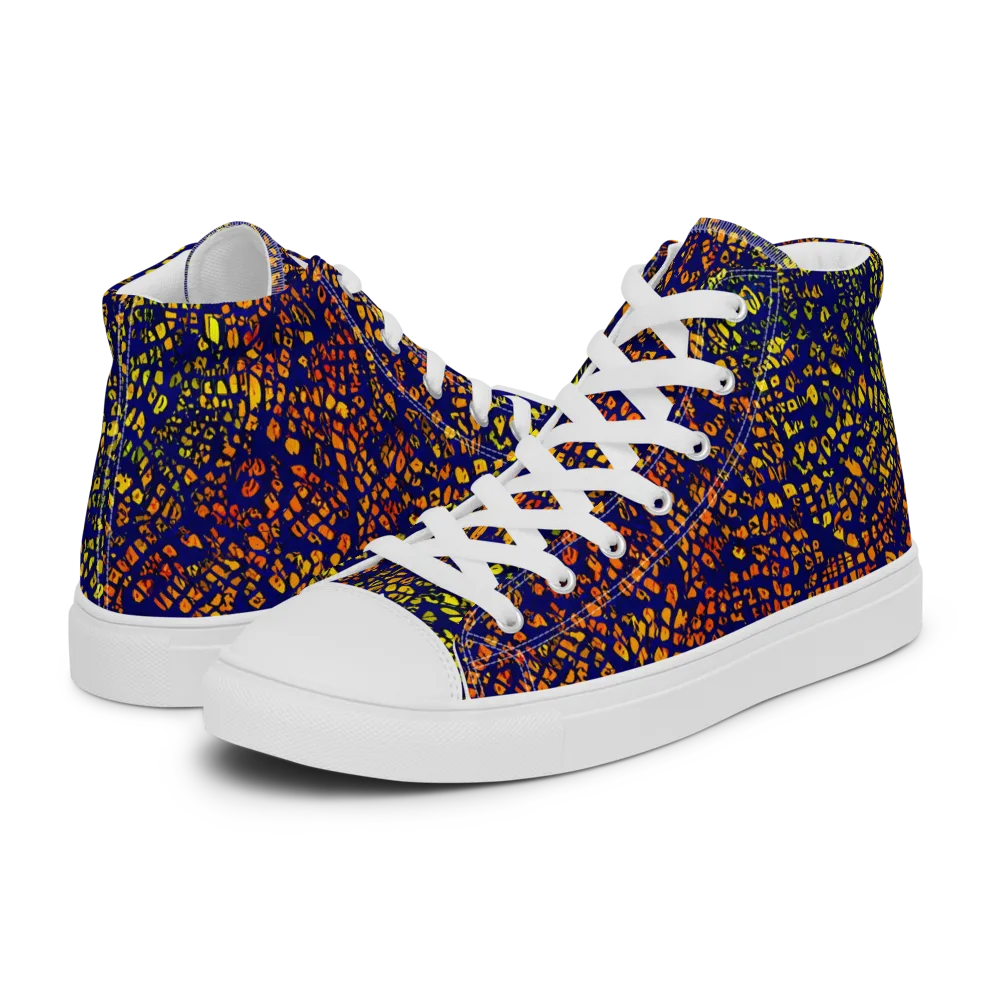 Midnight Shards on Women's High Top Canvas Shoes — Left