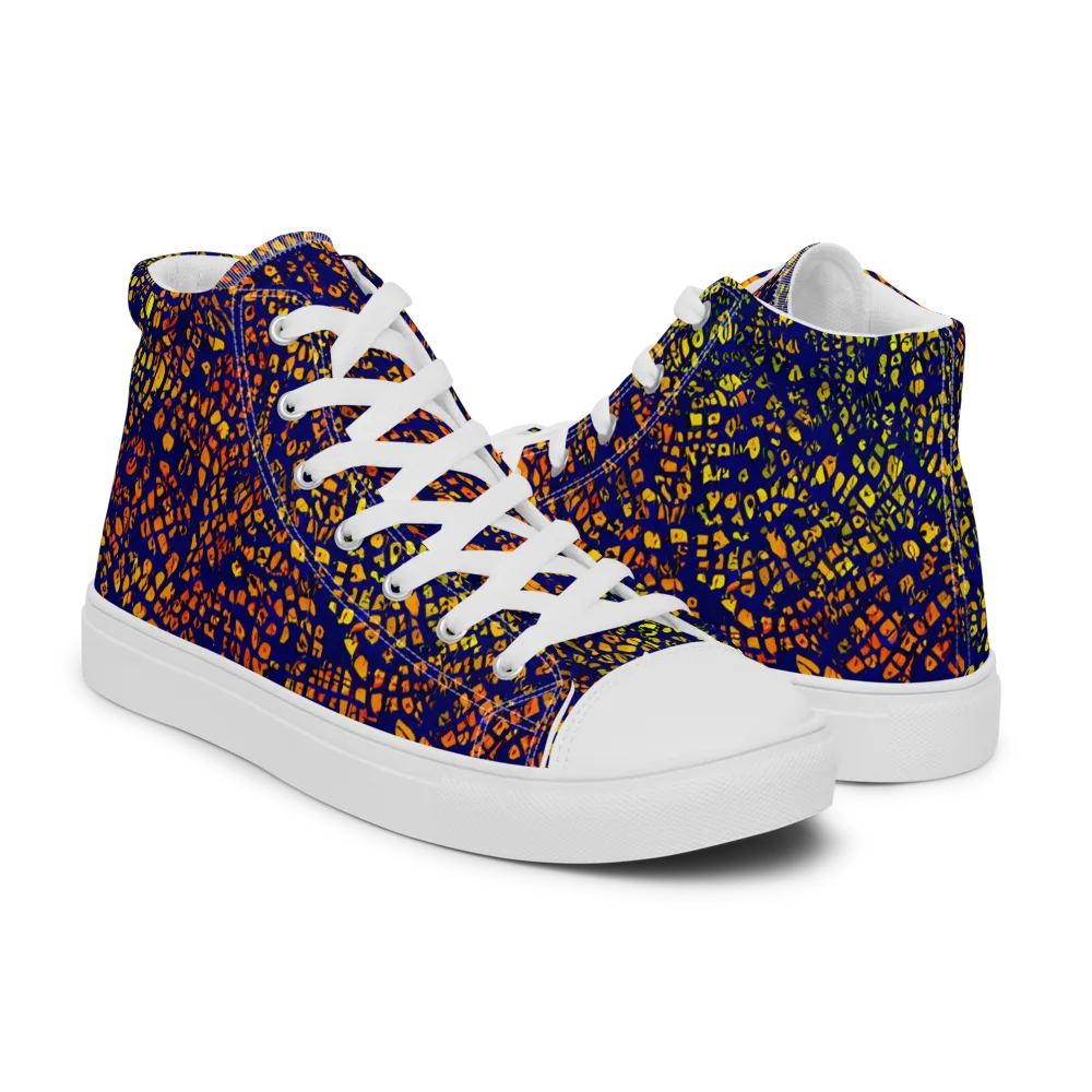 Midnight Shards on Women's High Top Canvas Shoes — Right