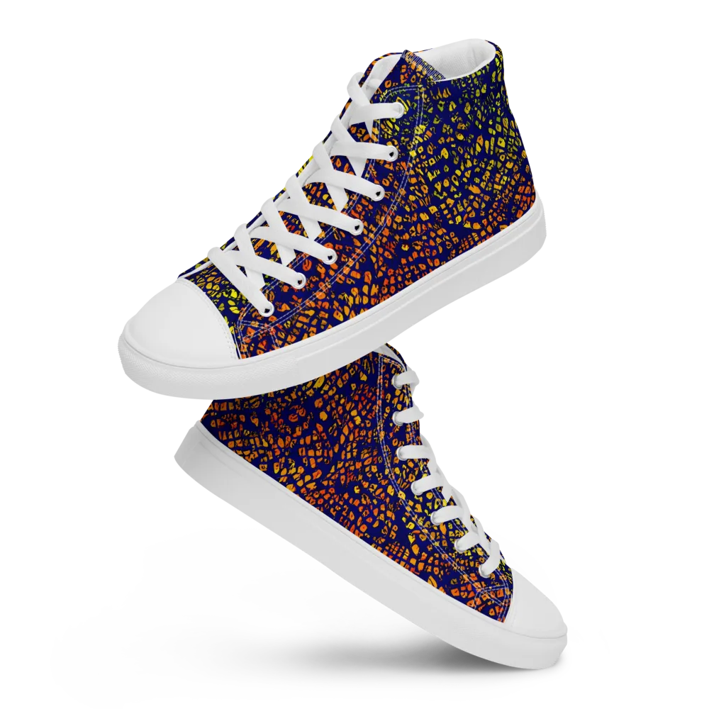 Midnight Shards on Women's High Top Canvas Shoes — Front