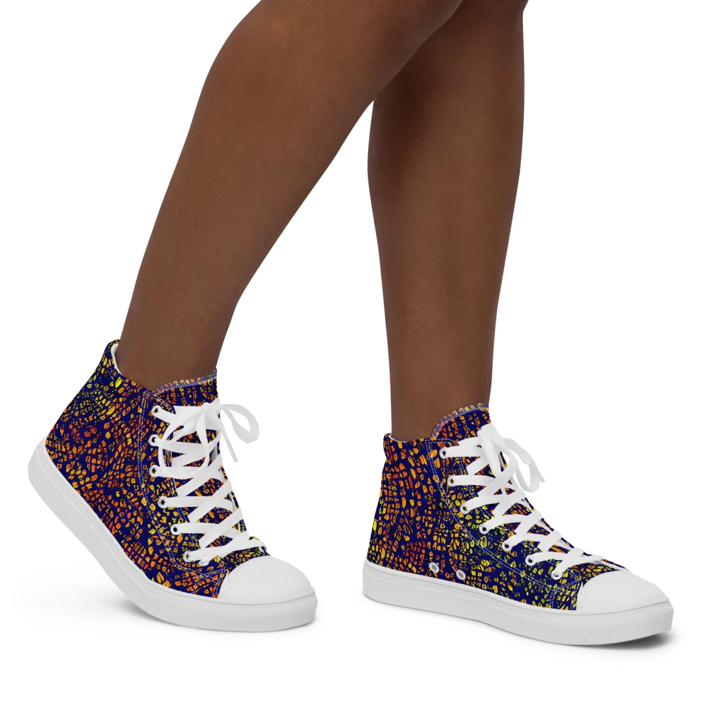 Midnight Shards on Women's High Top Canvas Shoes — Right