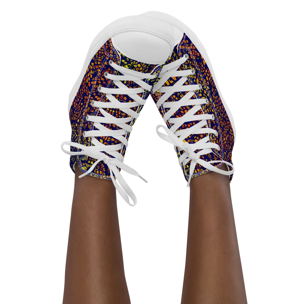 Midnight Shards on Women's High Top Canvas Shoes — Front