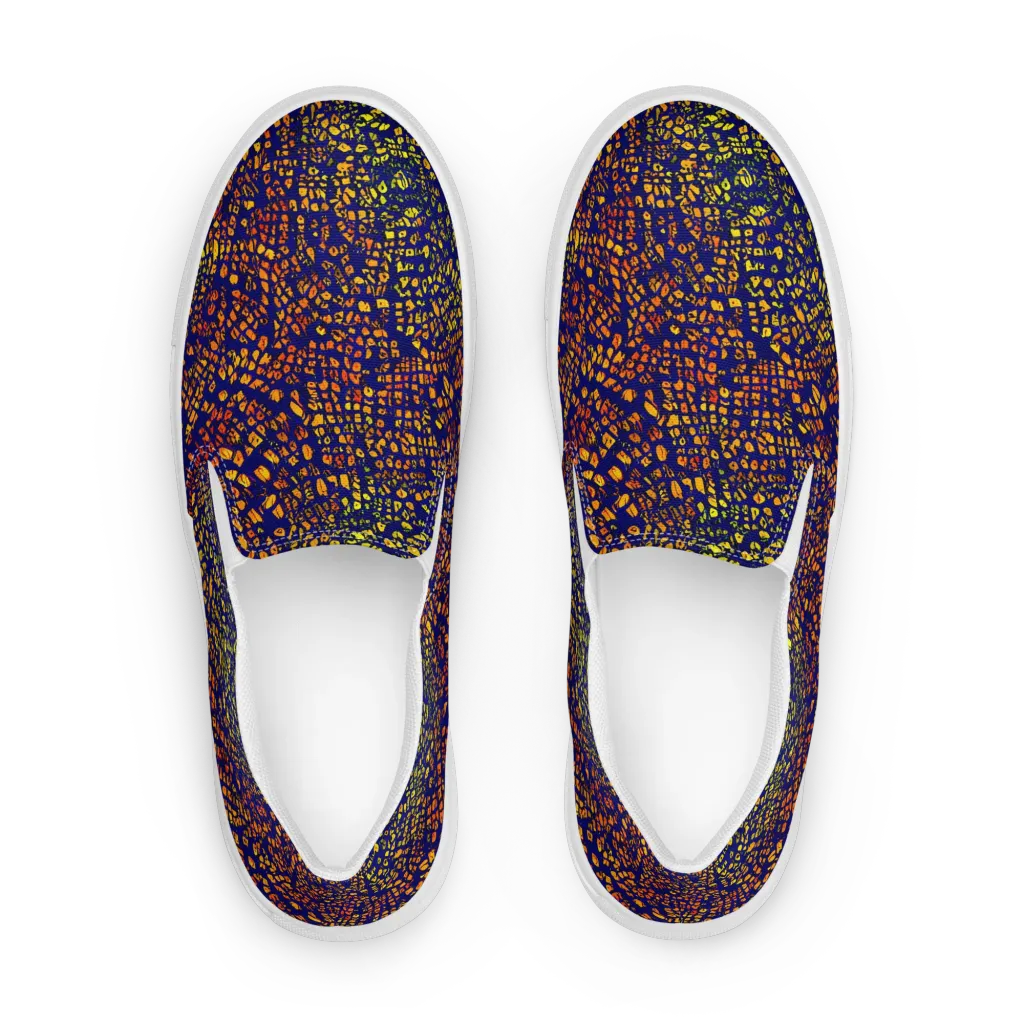 Midnight Shards on Men's Slip-On Canvas Shoes — Front
