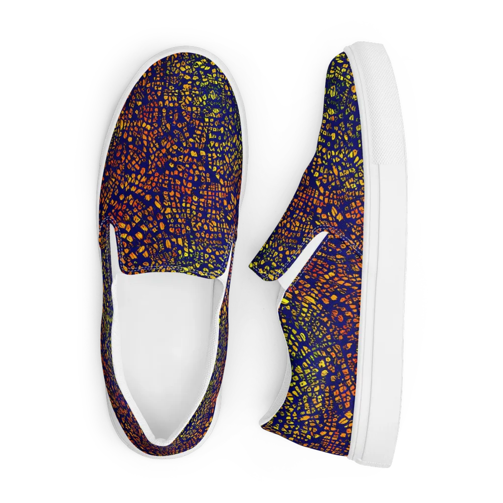 Midnight Shards on Men's Slip-On Canvas Shoes — Front