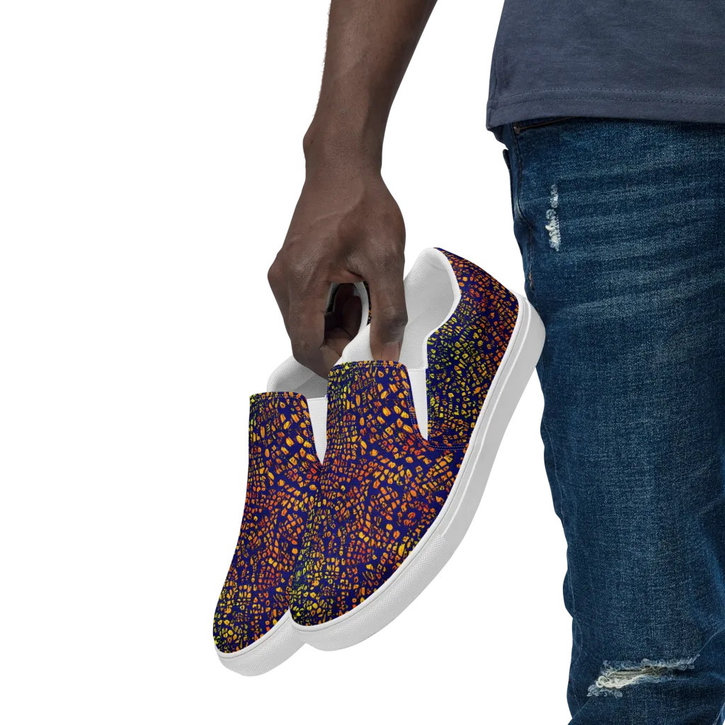 Midnight Shards on Men's Slip-On Canvas Shoes — Left Front