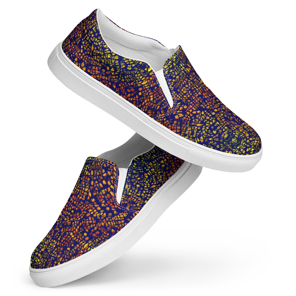 Midnight Shards on Women's Slip-On Canvas Shoes — Front