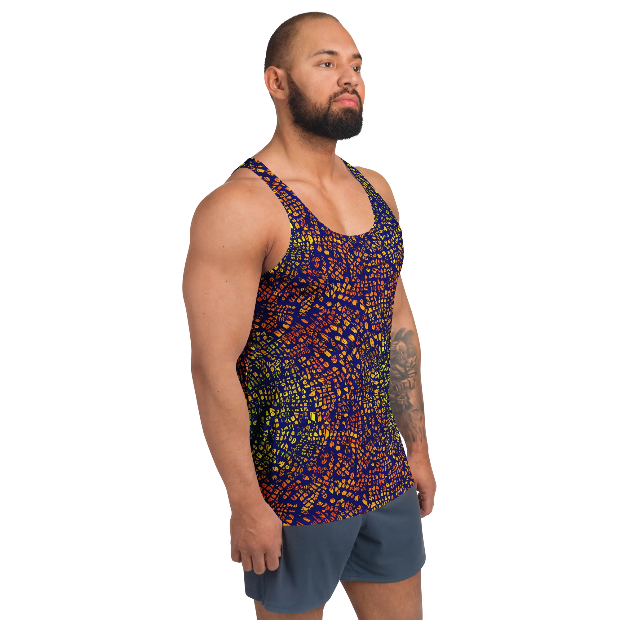 Midnight Shards on Men's Tank Top — Right Front