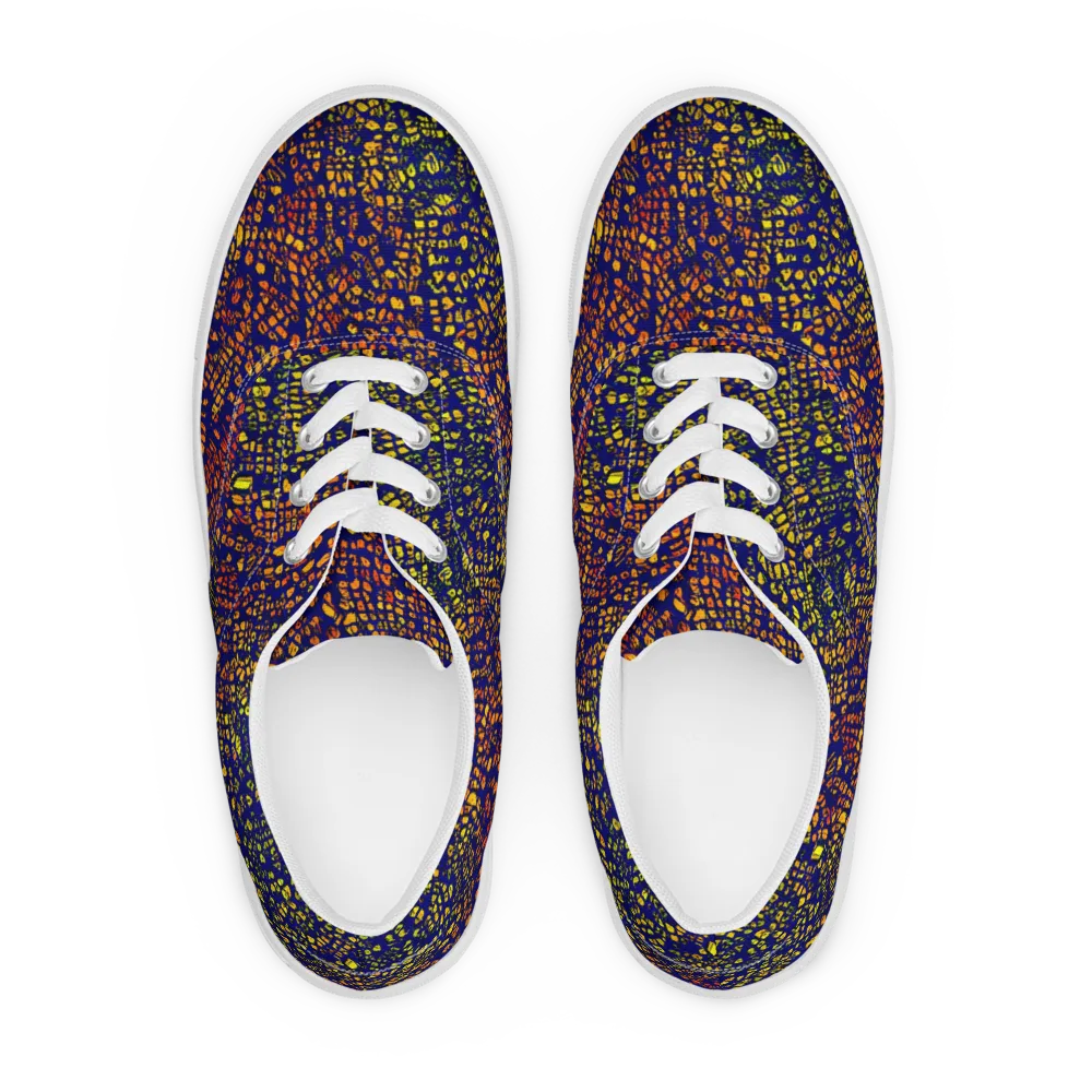 Midnight Shards on Men's Lace-Up Canvas Shoes — Front
