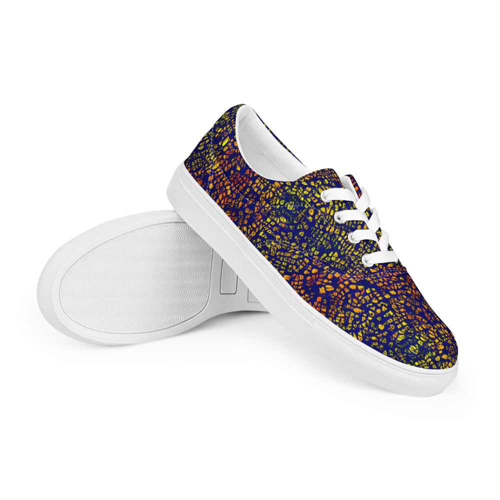 Midnight Shards on Men's Lace-Up Canvas Shoes — Right Front