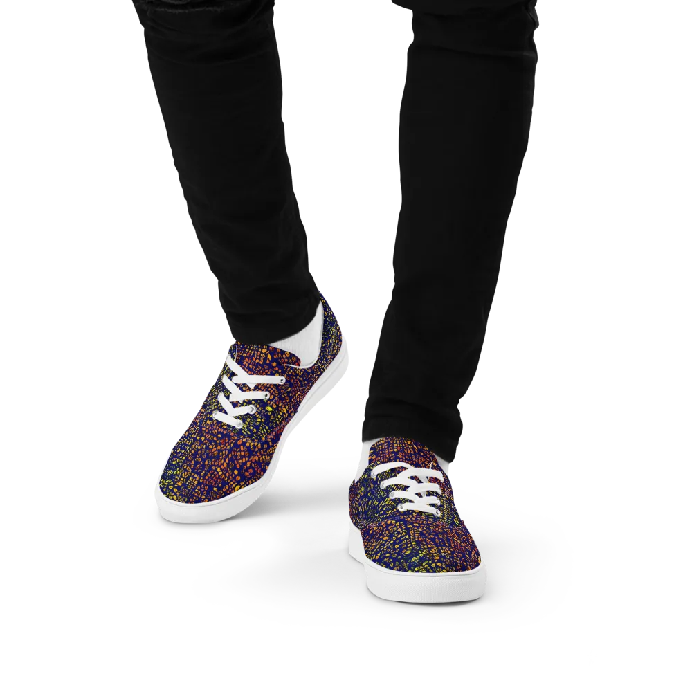 Midnight Shards on Men's Lace-Up Canvas Shoes — Front