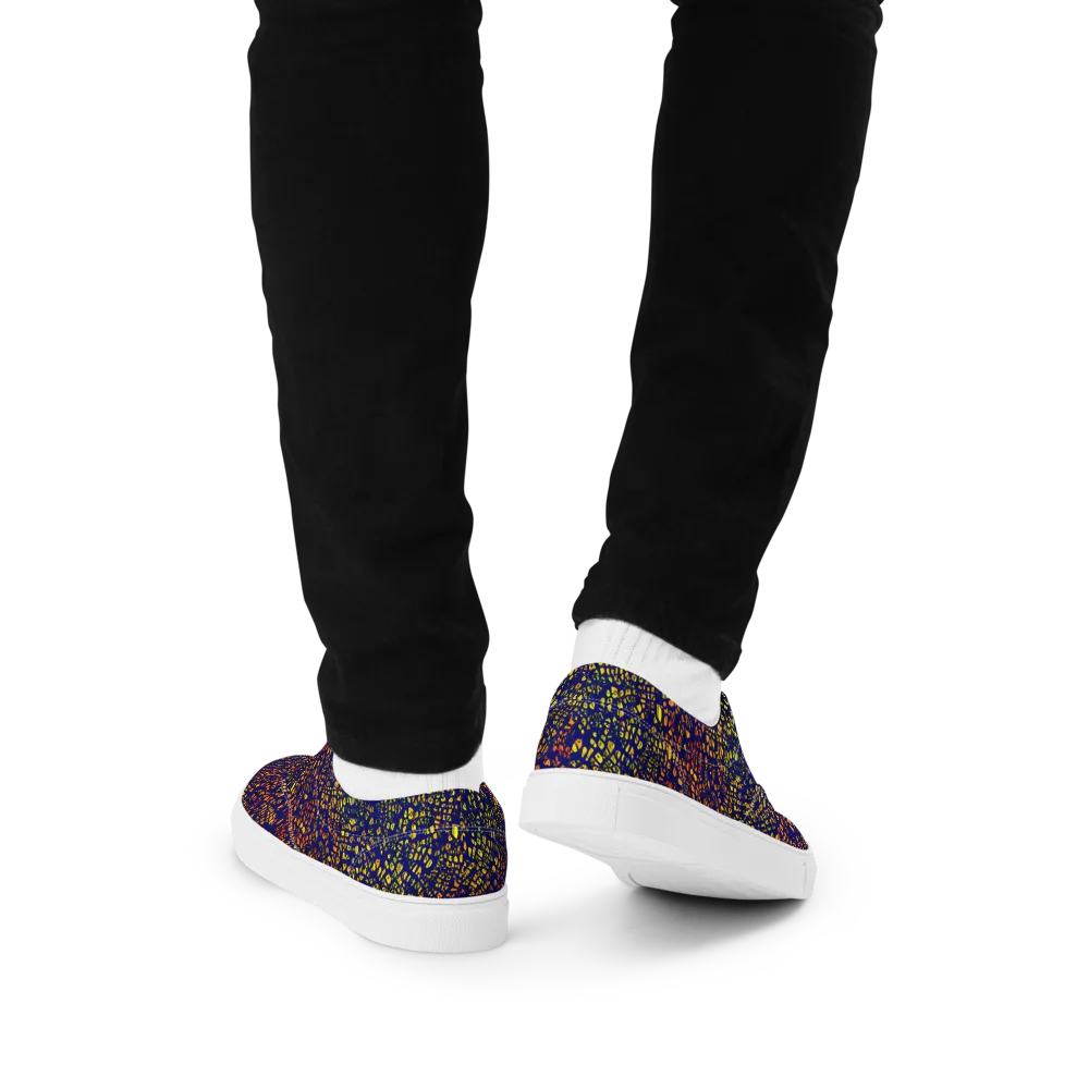 Midnight Shards on Men's Lace-Up Canvas Shoes — Back