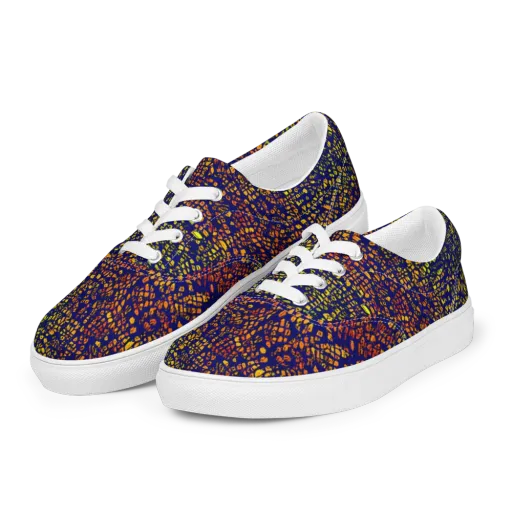 Midnight Shards on a Men's Lace-Up Canvas Shoes