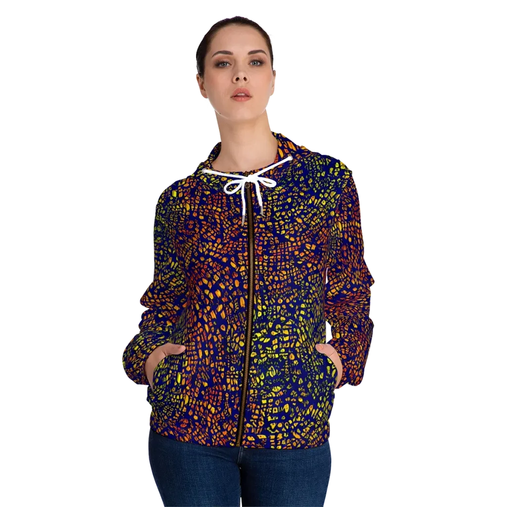 Midnight Shards on Women's Full-Zip Hoodie — Front On Person