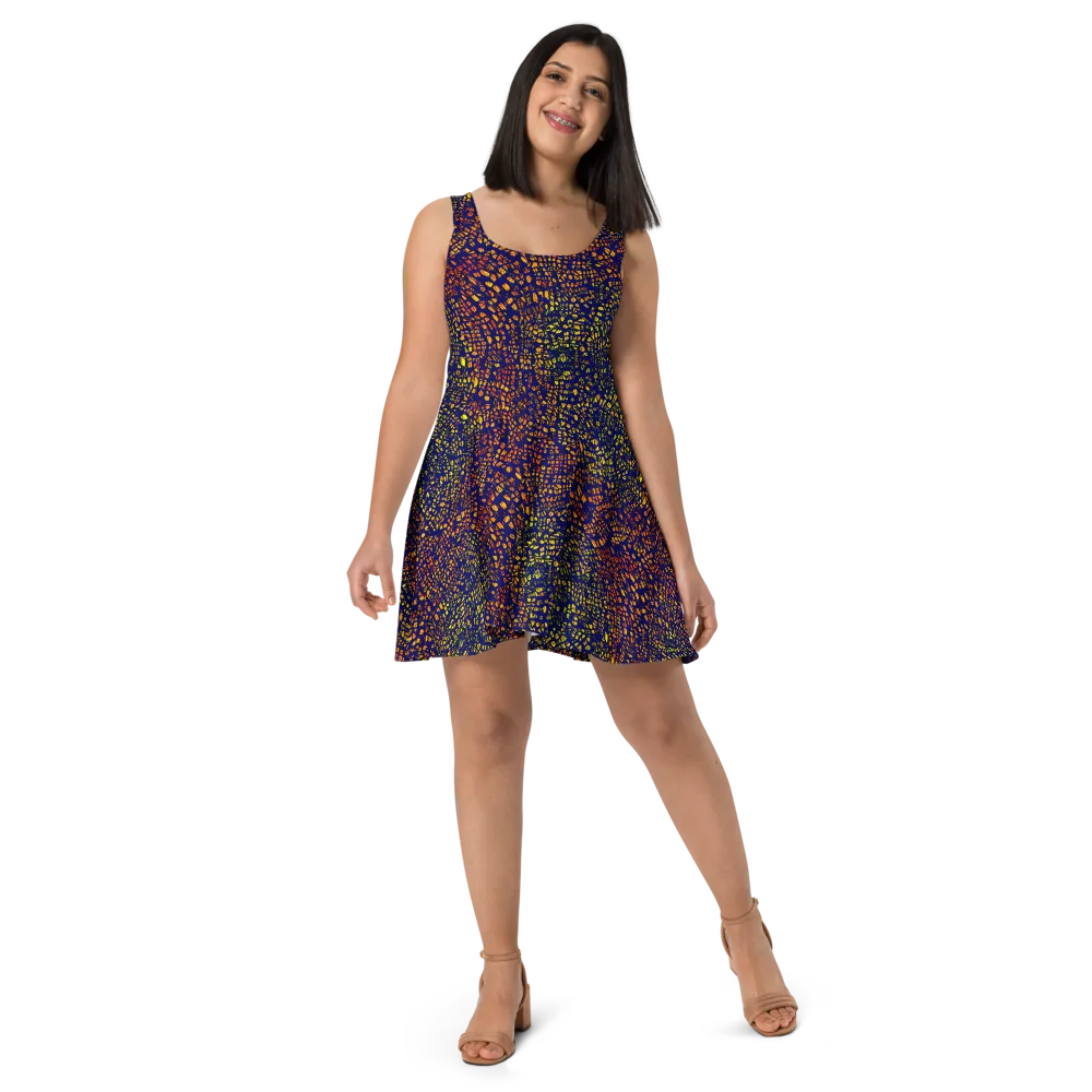 Midnight Shards on Skater Dress — Front