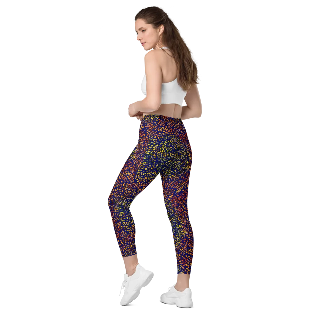 Midnight Shards on Leggings with Pockets — Left Back