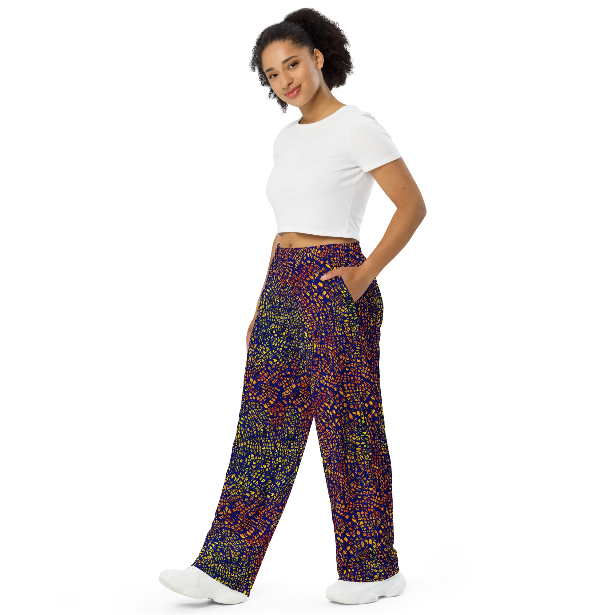 Midnight Shards on Wide-Leg Pants — Left Front