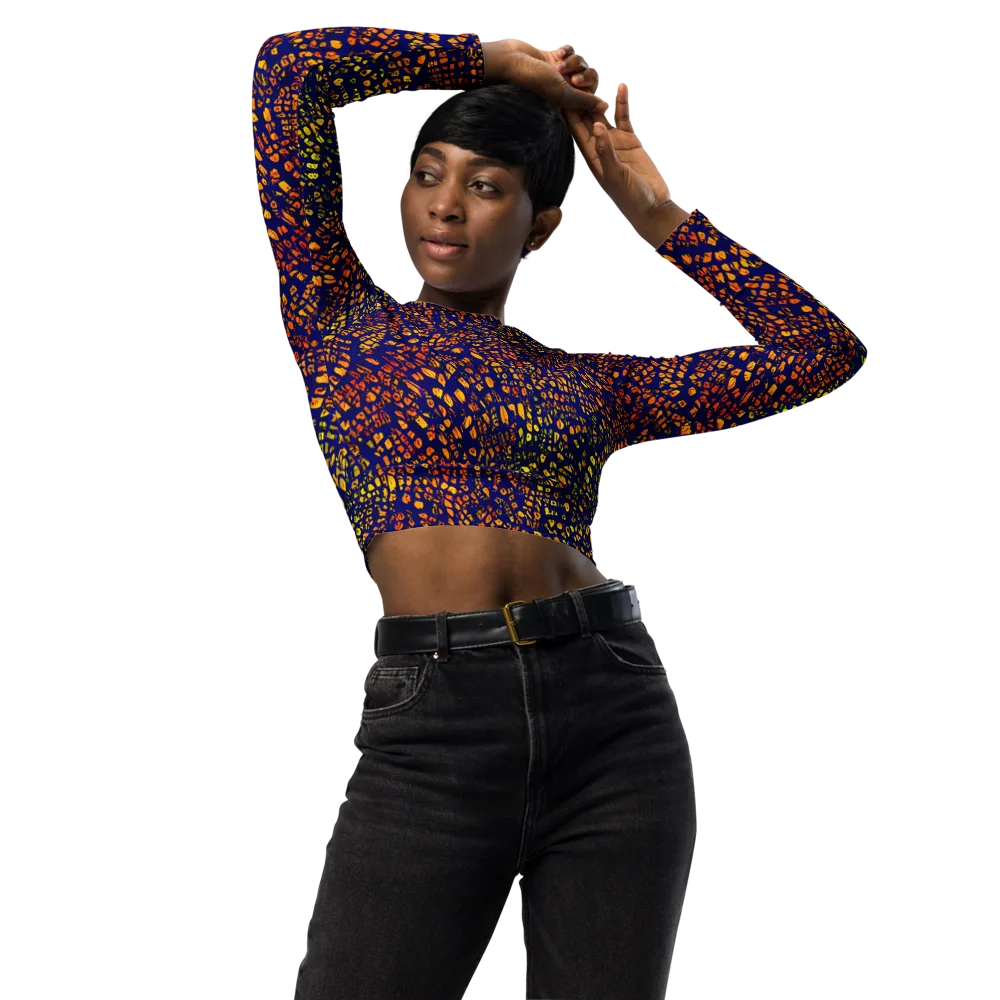Midnight Shards on Long Sleeve Crop Top — Front
