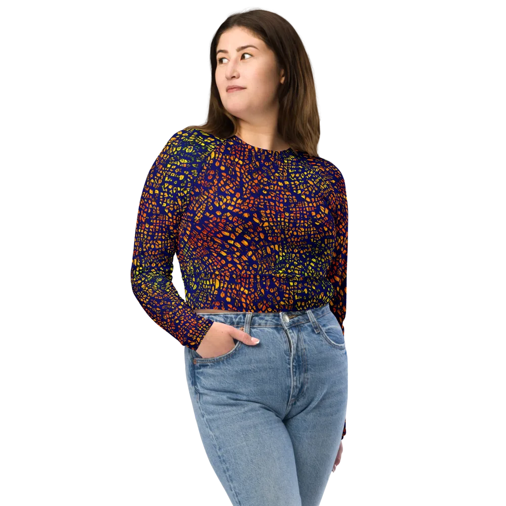 Midnight Shards on Long Sleeve Crop Top — Front