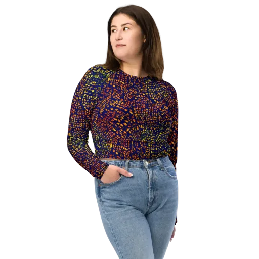 Midnight Shards on a Long Sleeve Crop Top