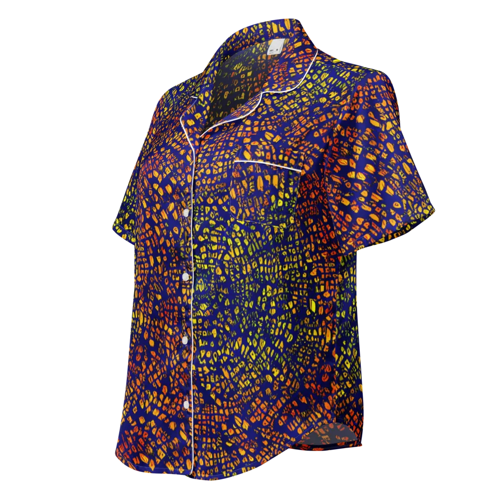 Midnight Shards on Women's Short Sleeve Pajama Top — Left Front