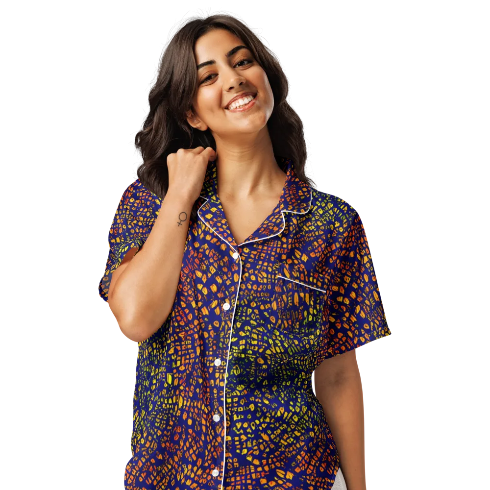 Midnight Shards on Women's Short Sleeve Pajama Top — Front
