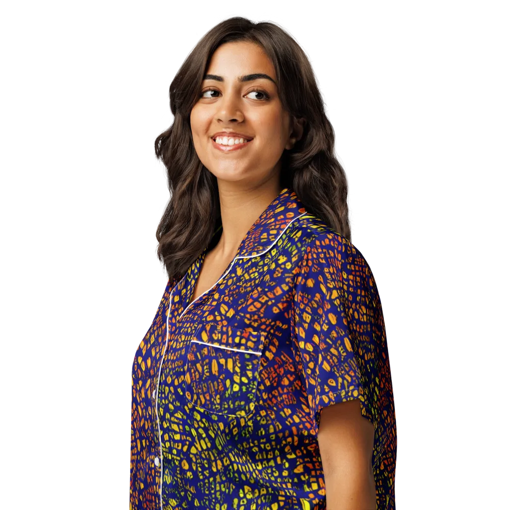 Midnight Shards on Women's Short Sleeve Pajama Top — Left Front