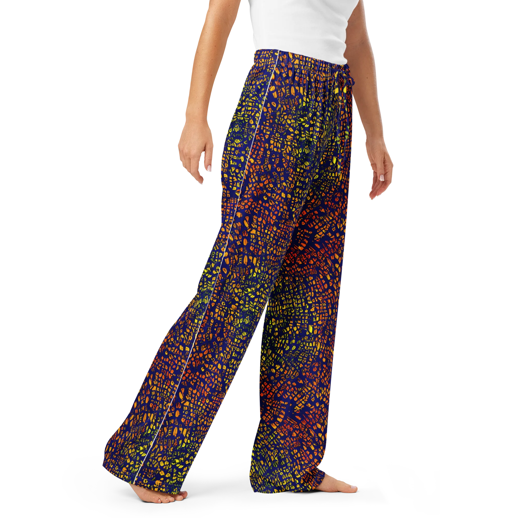 Midnight Shards on Women's Pajama Pants — Right Front