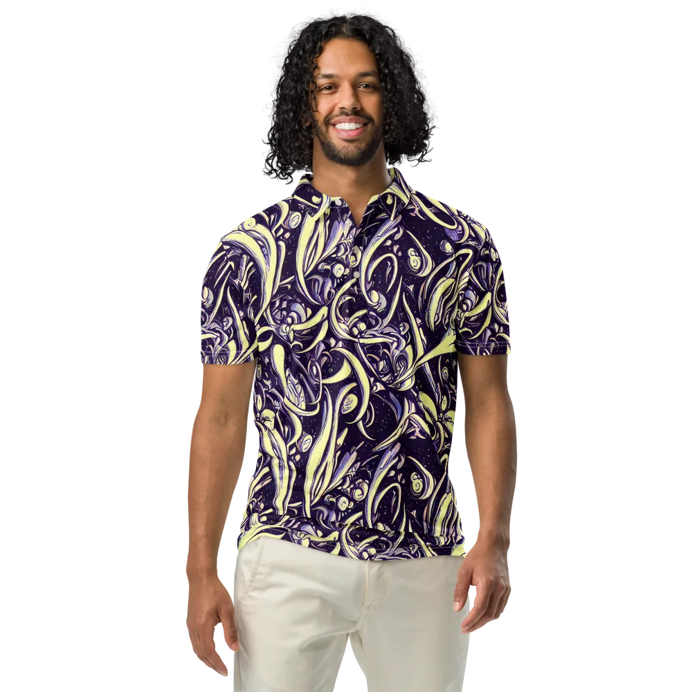 Ivory Orbit on Men's Slim Fit Polo Shirt — Front