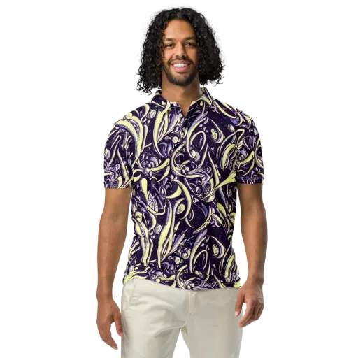 Ivory Orbit on a Men's Slim Fit Polo Shirt
