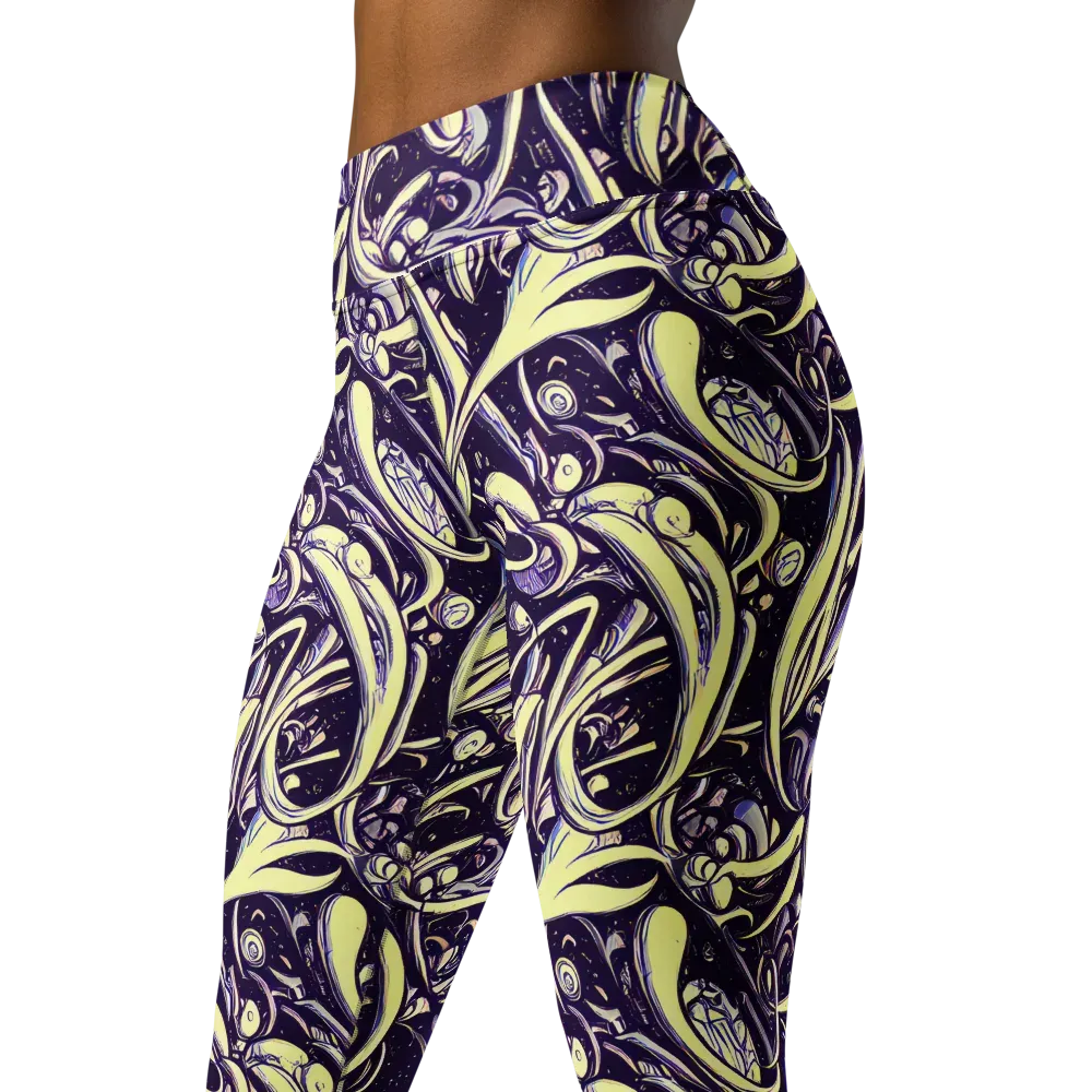 Ivory Orbit on Yoga Leggings — Left Front
