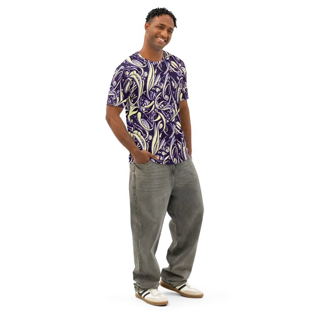 Ivory Orbit on Men's Cotton Crew Neck T-Shirt — Right Front