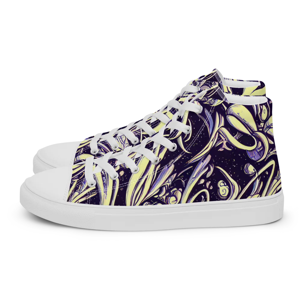 Ivory Orbit on Men's High Top Canvas Shoes — Left