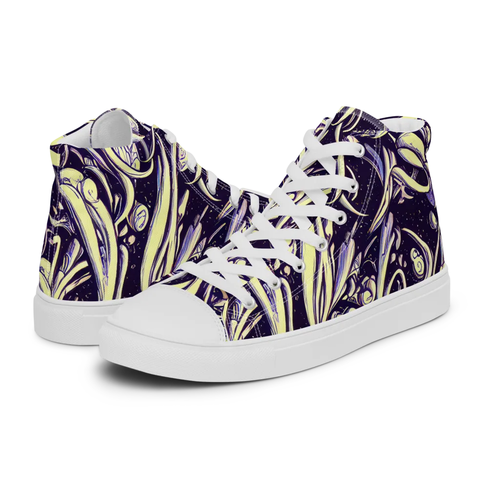 Ivory Orbit on Men's High Top Canvas Shoes — Left