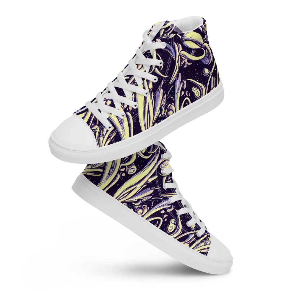 Ivory Orbit on Men's High Top Canvas Shoes — Front