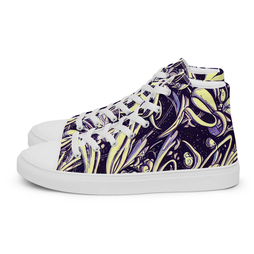 Ivory Orbit on Women's High Top Canvas Shoes — Left