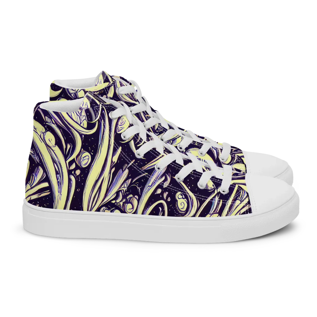 Ivory Orbit on Women's High Top Canvas Shoes — Right